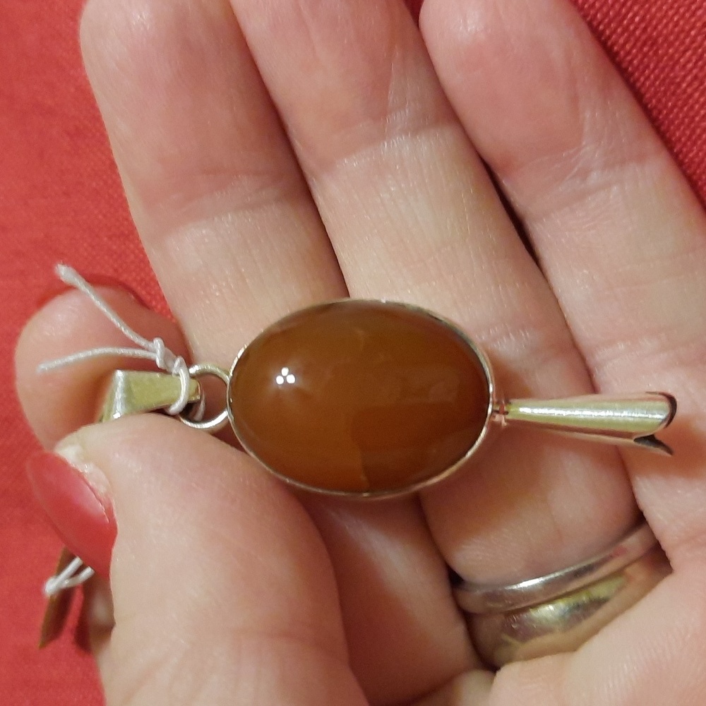 NEW Sterling silver carnelian pendant - Picture 6 of 7